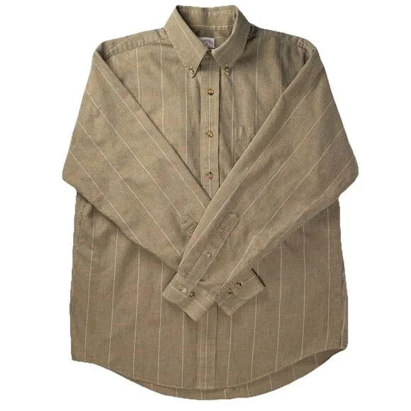 Brooks Brothers Sz Mens M Flannel Long-Sleeve Button-Down Casual Shirt Brown - Picture 1 of 10